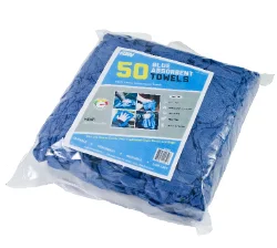 Retail Packed Blue Huck - These 100% cotton multipurpose towels are low-lint and easily laundered. The towels measure 14” x 24”. 