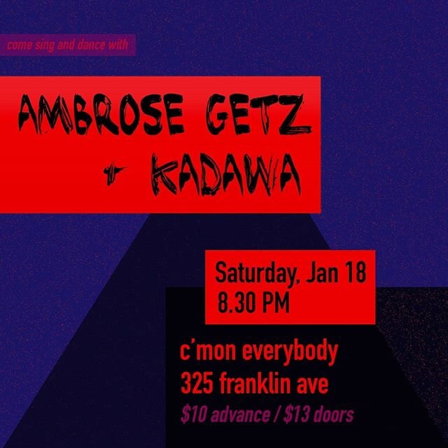 2020! 🥳
January!🤯
🥶
Happy to share the stage with @___getz for a first show of the new year/decade(🎆✨🎊🎉) at @cmoneverybodybk !
Come and let us help you beat the cold!
I mean, we don't really play 'dance music' per se, but it keeps us warm.
1/18