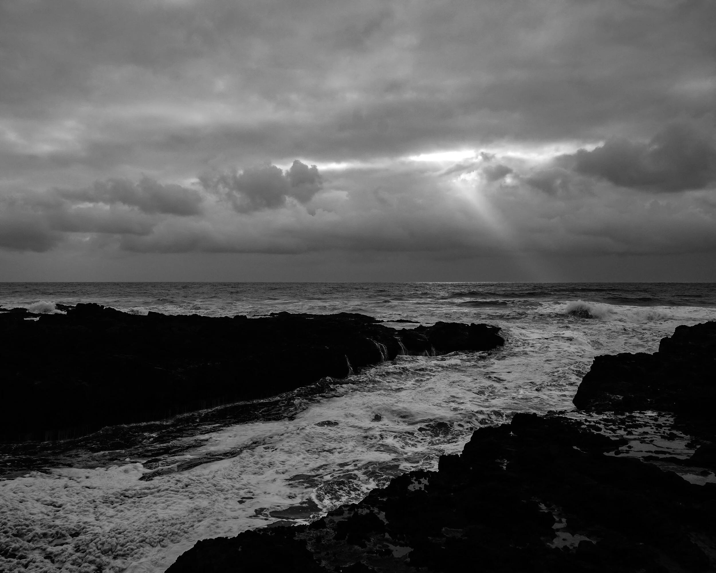 Oregon Coast at Sunset B&W.jpg