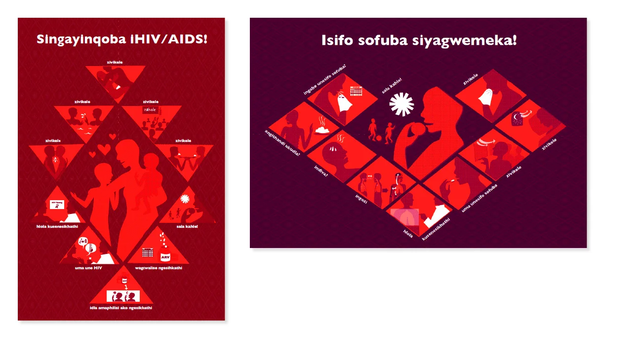 HIV and TB prevention posters for Zulu clinics in South Africa