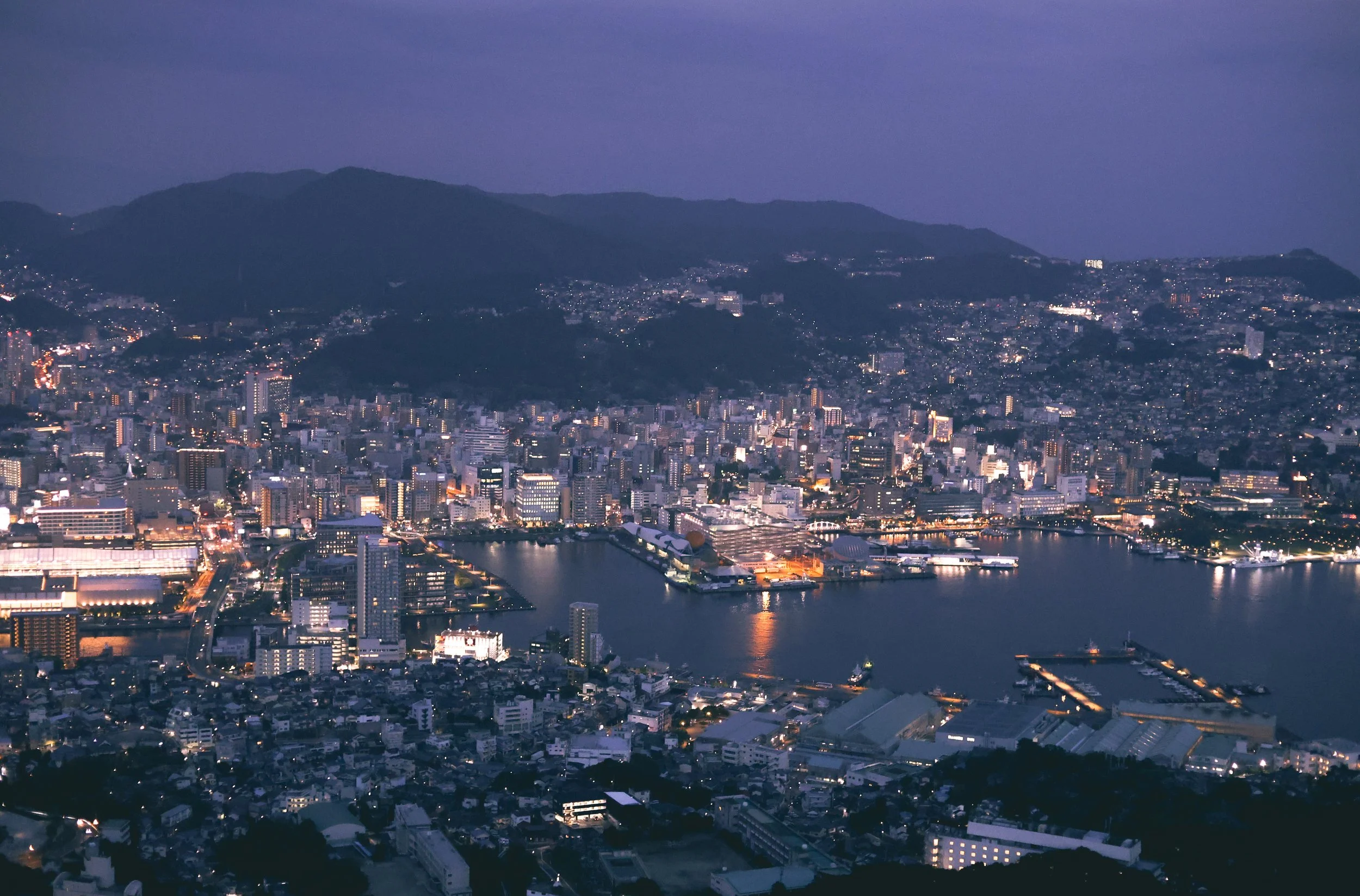 nagasaki city lights dusk