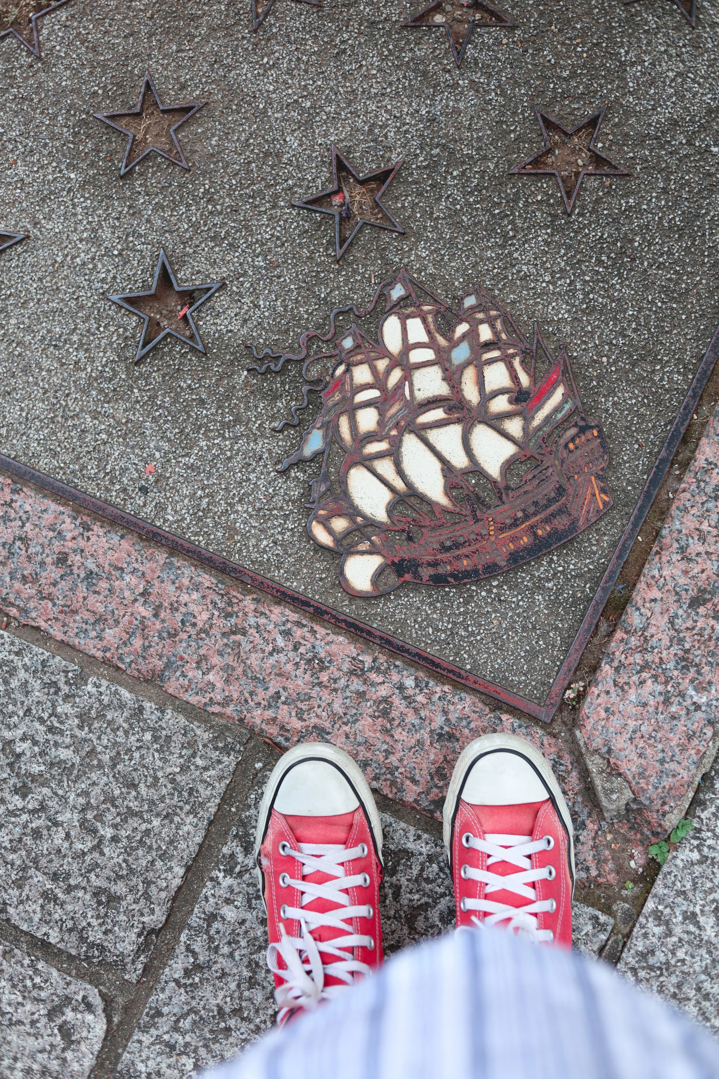 Nagasaki pavement ship and stars