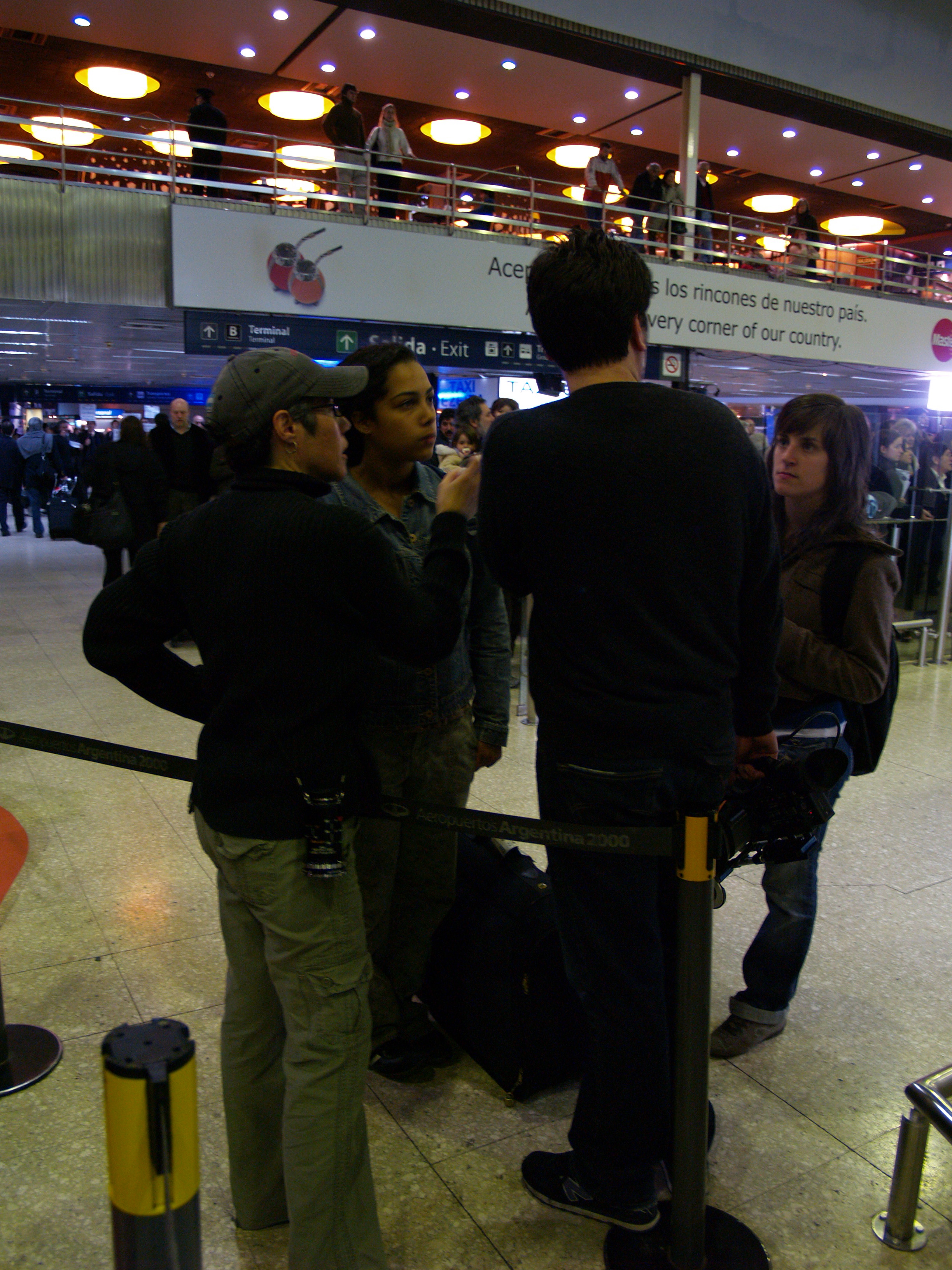  Cristina and crew filming at Ezeiza International Airport, Buenos Aires, Argentina. 