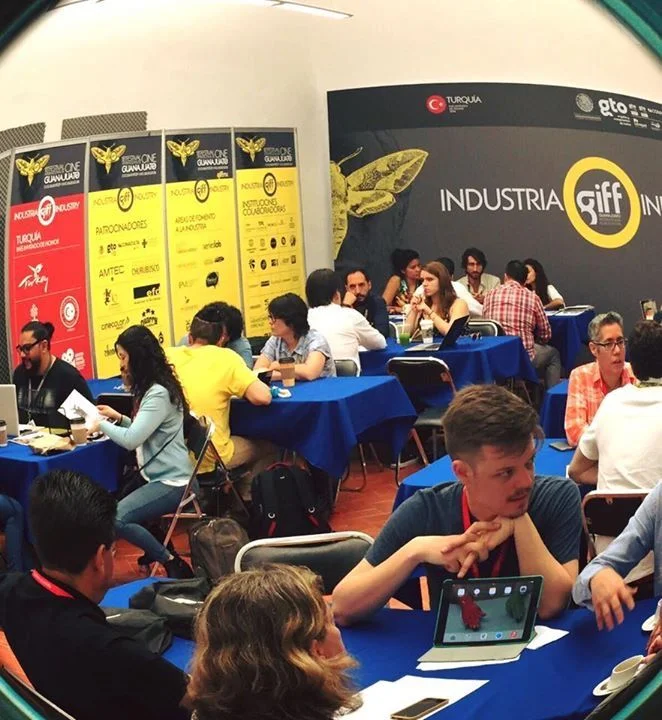 Listening to pitches at Industria GIFF - Guanajuato International Film Festival, Guanajuato, México.