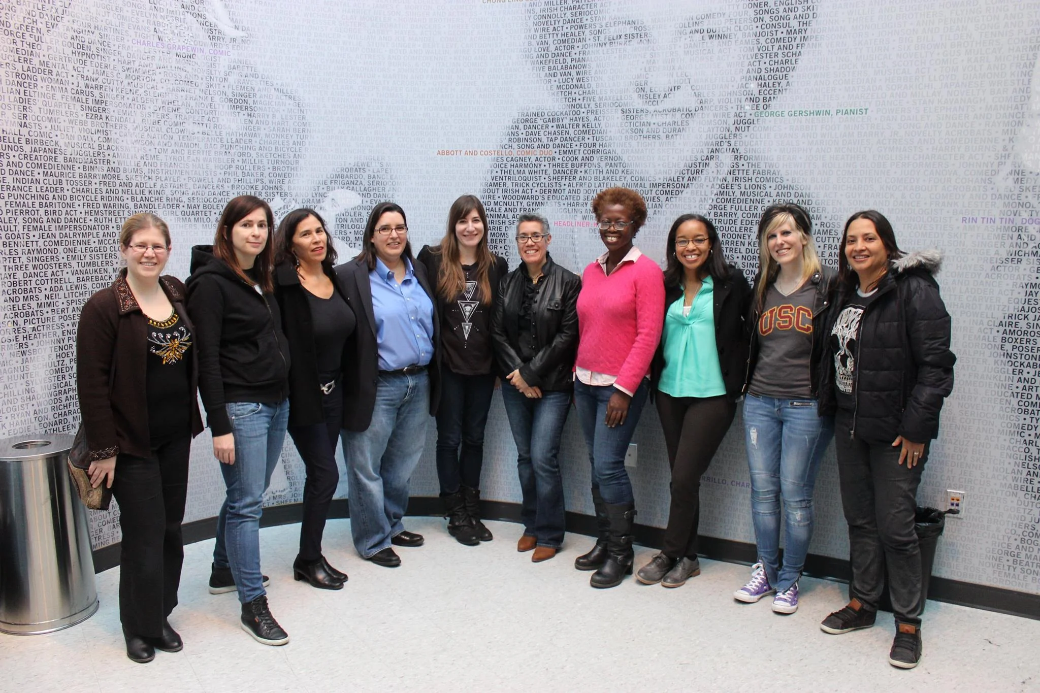 From L to R: Alison Plante, Acting Chair of Film Scoring Area at Berklee College of Music; director Lexi Alexander; composer Germaine Franco; composer Jeanine Cowen; producer Mollye Asher; writer/director Cristina Kotz Cornejo; director of photography Cybel Martin; art director/producer designer Toni Barton; game & sound designer Chanel Summers; writer/director Aurora Guerrero.