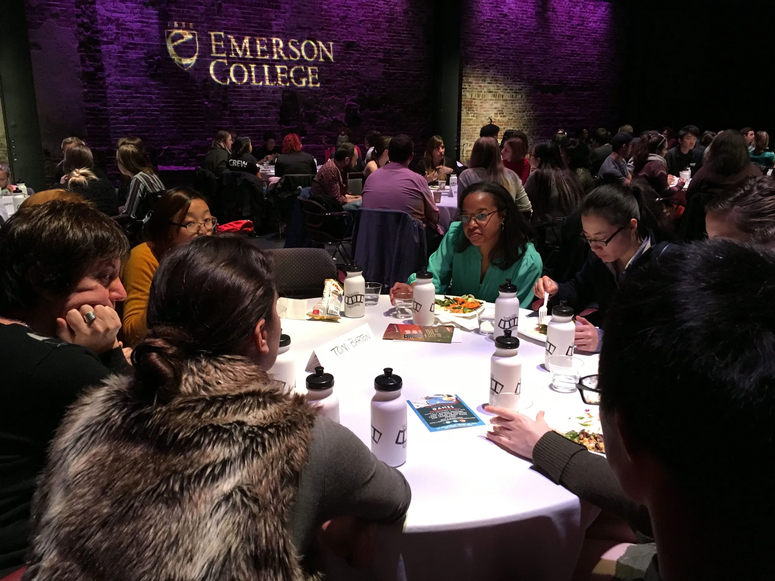 Art Director/Production Designer Toni Barton with Emerson College students.