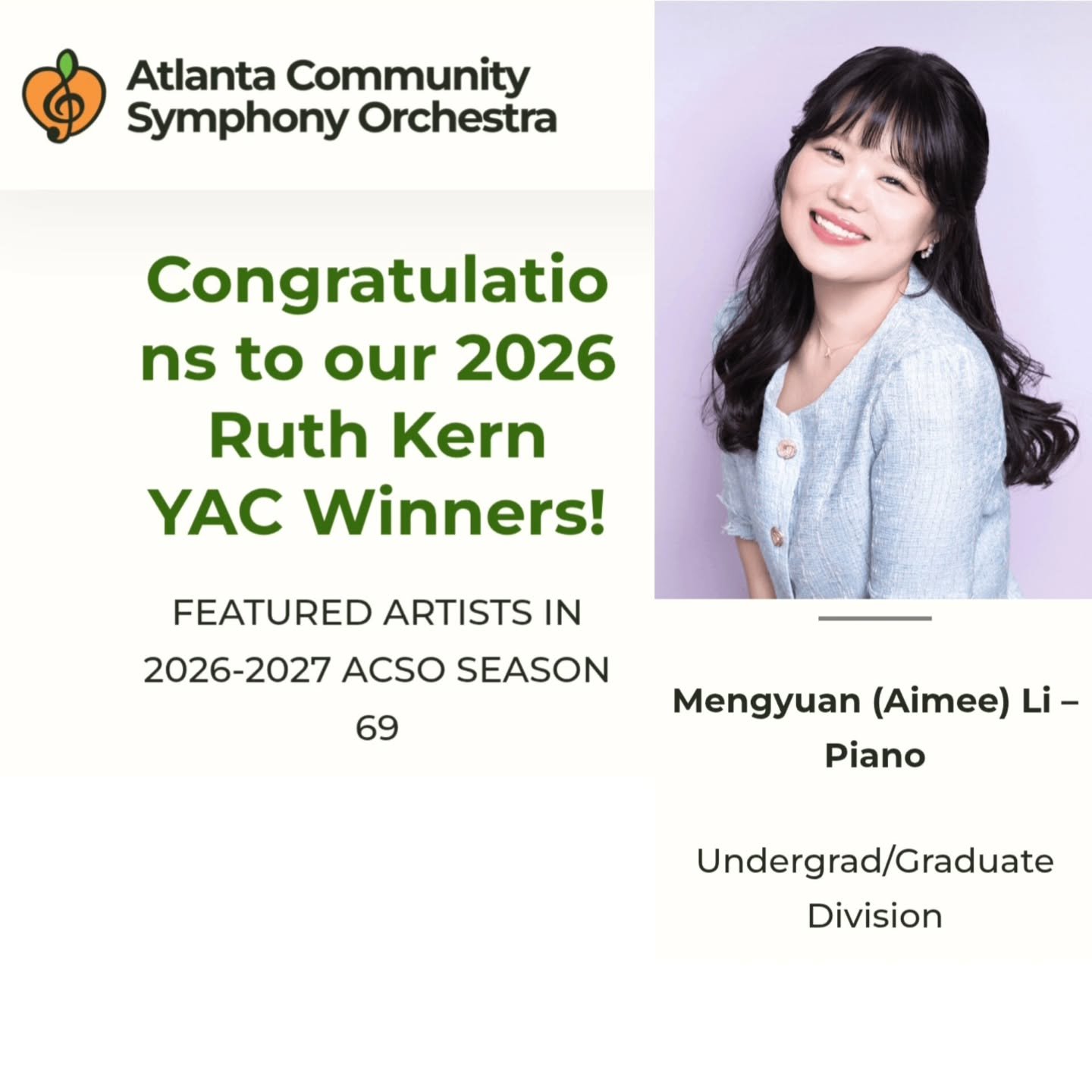 Apparently March is competition month. Congratulations to my talented and hard-working students on all of their wonderful and well-deserved successes!! So proud :)

@aimeemyee won the Ruth Kern Young Artist Concerto Competition and will be performing