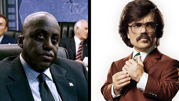The two faces of Trask – Bill Duke (left) showing his excitement for being in X-Men: The Last Stand and Peter Dinklage (right) doing his best Ron Burgundy impression.