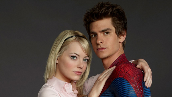 Emma Stone as Gwen Stacy and Andrew Garfield as Peter Parker.