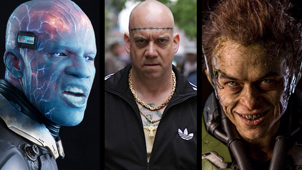 Left to right: Jamie Foxx resembling Schwarzenegger’s Mr. Freeze as Electro; Paul Giamatti as Rhino, doing something I didn’t think he was capable of – giving a bad performance; and Dane DeHaan channeling “Evil Ed” from Fright Night as Harry Osborn/Green Goblin.