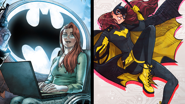 Left: Barbara Gordon remained the wheelchair-bound computer genius for over 20 years. (Art by Shane Davis) Right: The modern, more light-hearted Batgirl comics put the infamous Killing Joke story arc to rest. (Art by Babs Tarr)