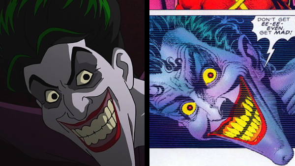 No matter how slickly it’s drawn, the streamlined animation style of the film (left) falls short of capturing the horrific tone of the story’s original imagery (right).