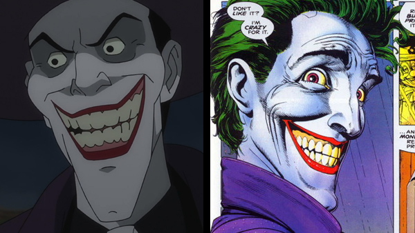 “Don’t like it? I’m crazy for it!” The Joker’s big reveal in the film (left) and the exact same moment in the comic (right), where an unsettling close-up of his face takes up two-thirds of the page. Now, you tell me, which of these images will haunt your nightmares tonight..? That’s what I thought.