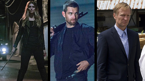 Three of the central characters throughout the run of the show, from left to right: Ivana Milicevic’s Anastasia/Carrie, Antony Starr’s “Lucas Hood” and Ulrich Thomsen’s Kai Proctor.