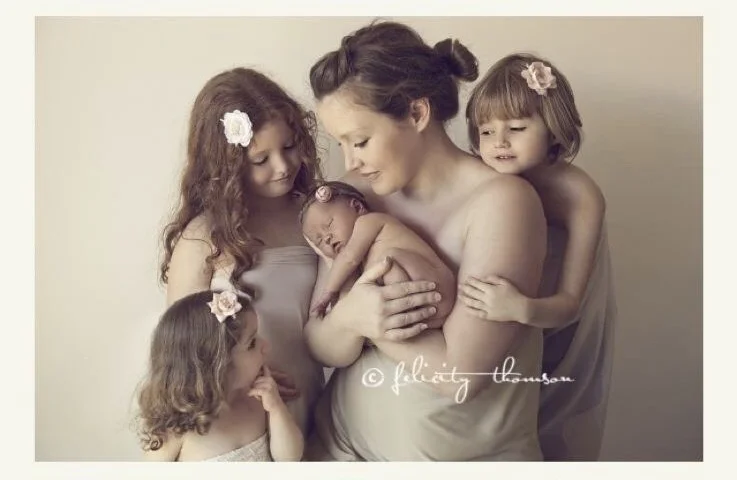 My girls and I, a week after the birth of my fourth bebe. Photographed by the talented Felicity Thomson.