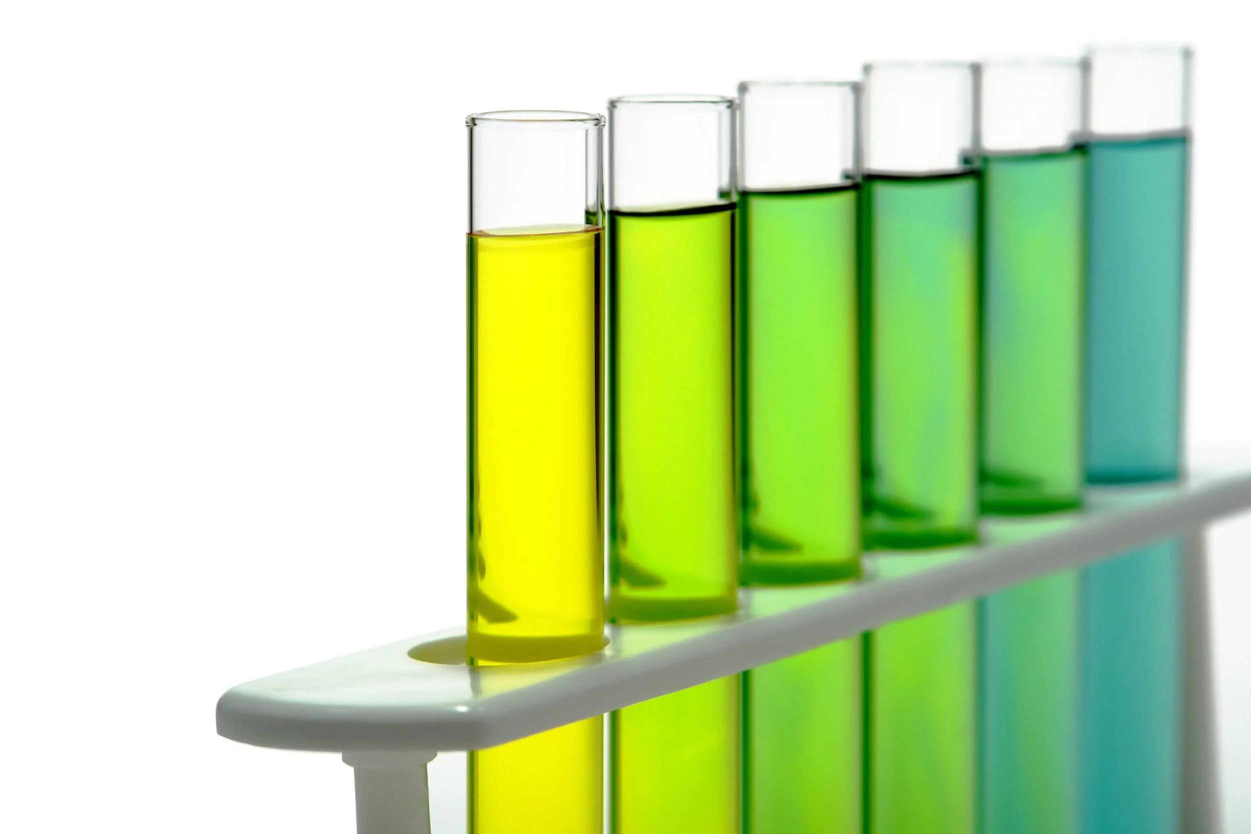 Colored test tubes in rack