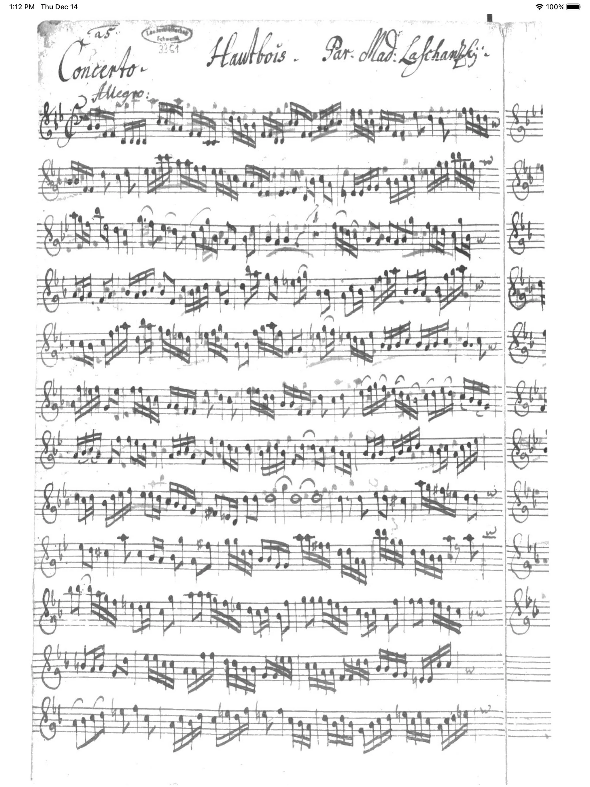 Oboe Part from the Source Material