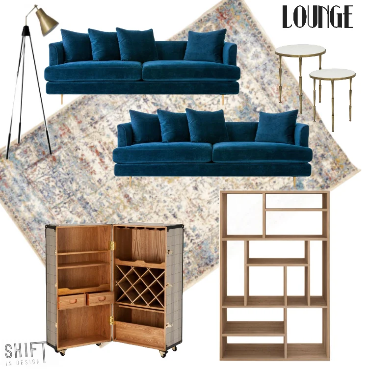 Lounge Room - furniture, rug, lighting selections