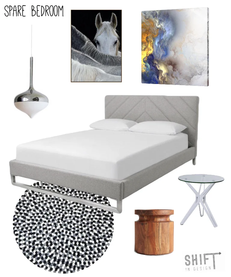 Spare Bedroom - furniture, lighting, artwork selections