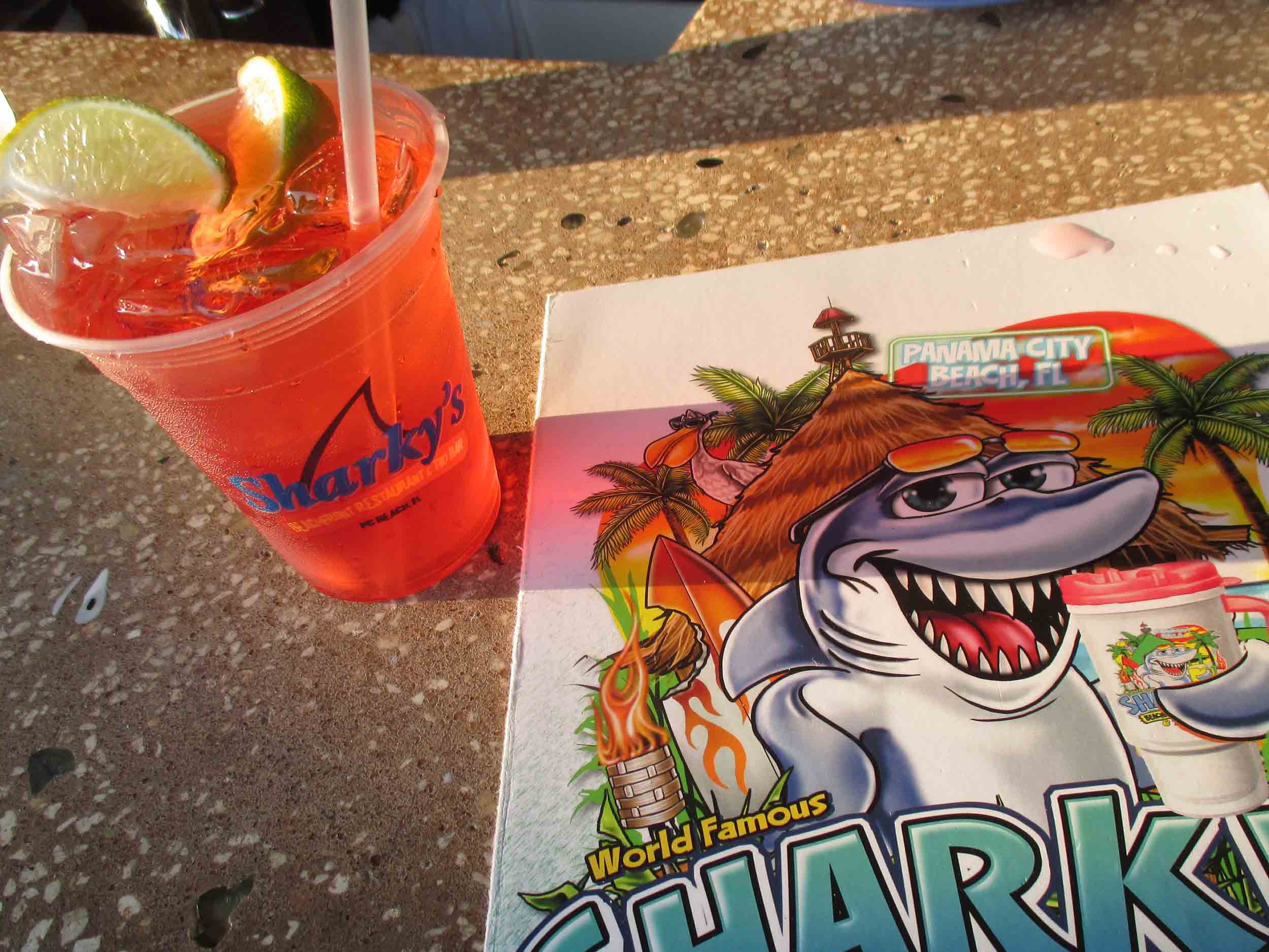 Sharky's Beachfront Restaurant Drink and Menu