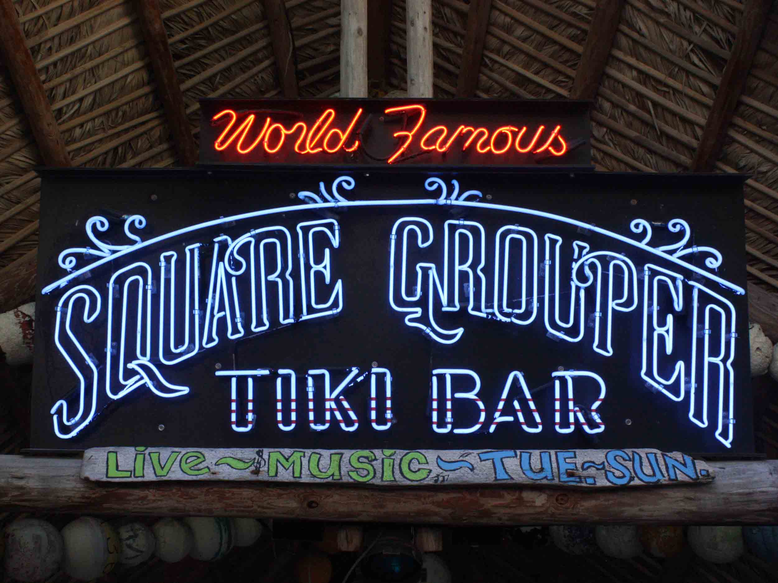 World Famous Square Grouper Tiki Bar Sign