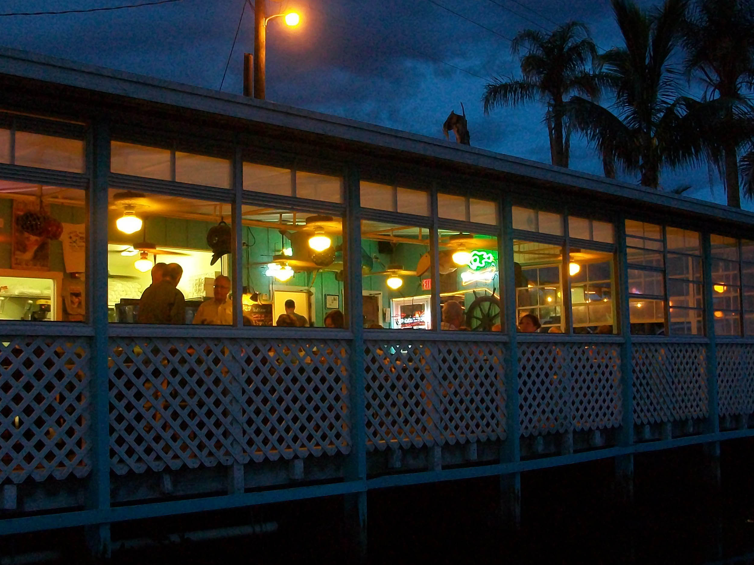 Casey Key Fish House Exterior at Night