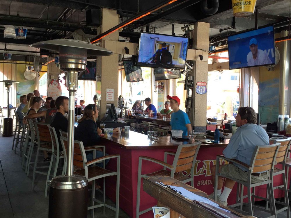 Island Time Bar & Grill open-air bar in Bradenton Beach.