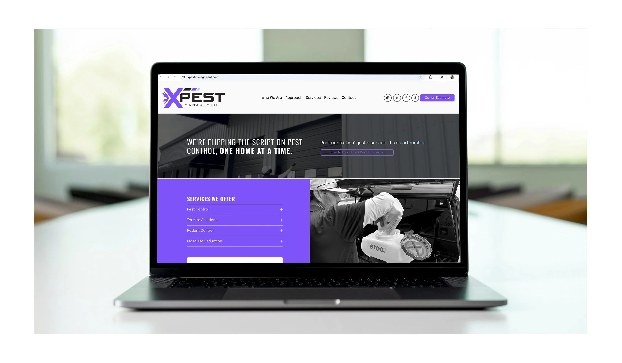 X Pest Management Logo & Website