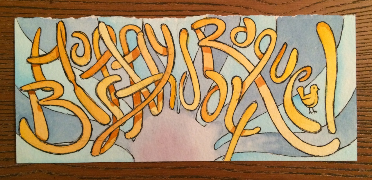 Today is my good friend Raquel’s birthday, and because she’s such a flippin’ legend I made her this funky card