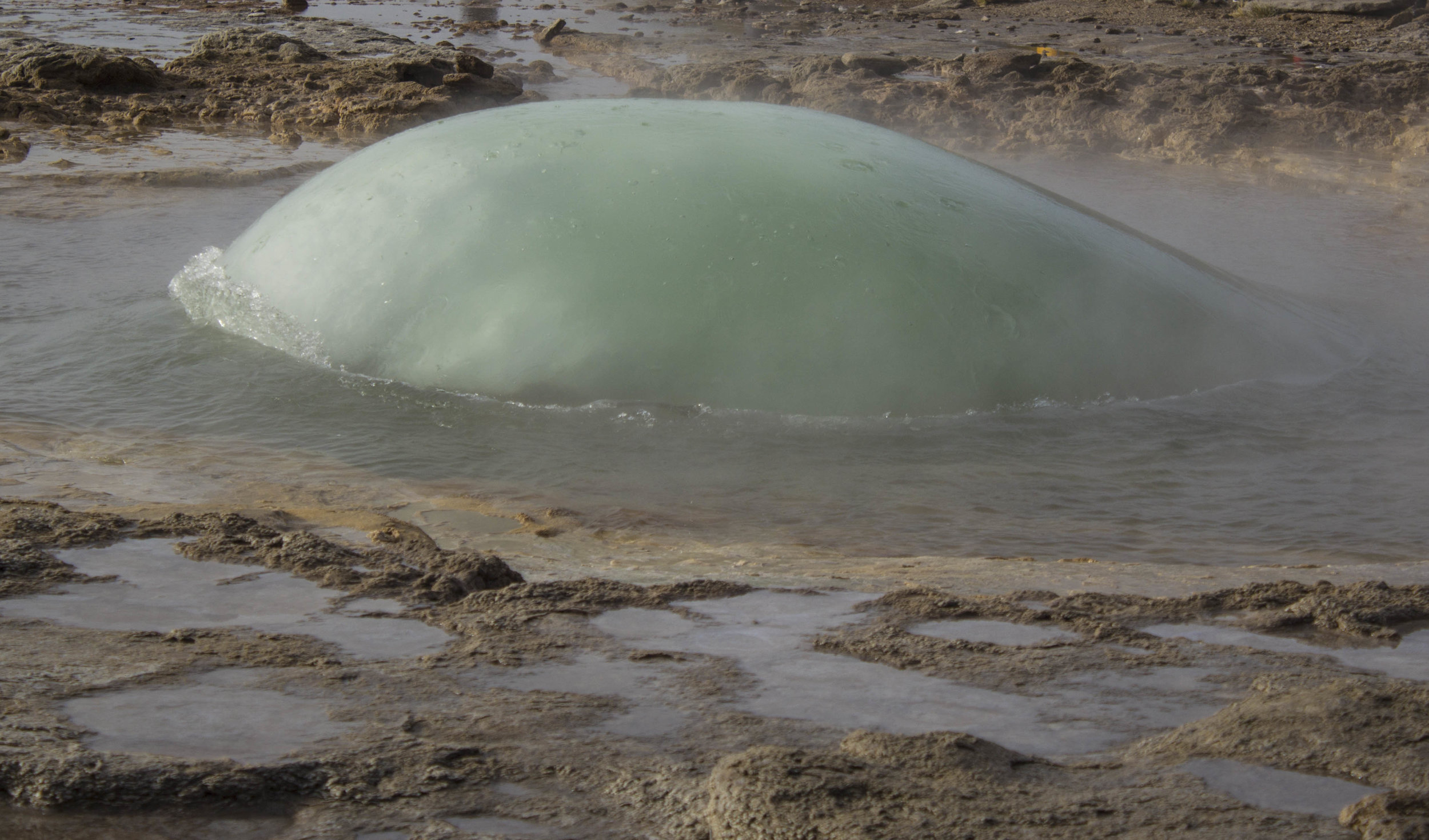 The geyser Strokker about to blow.
