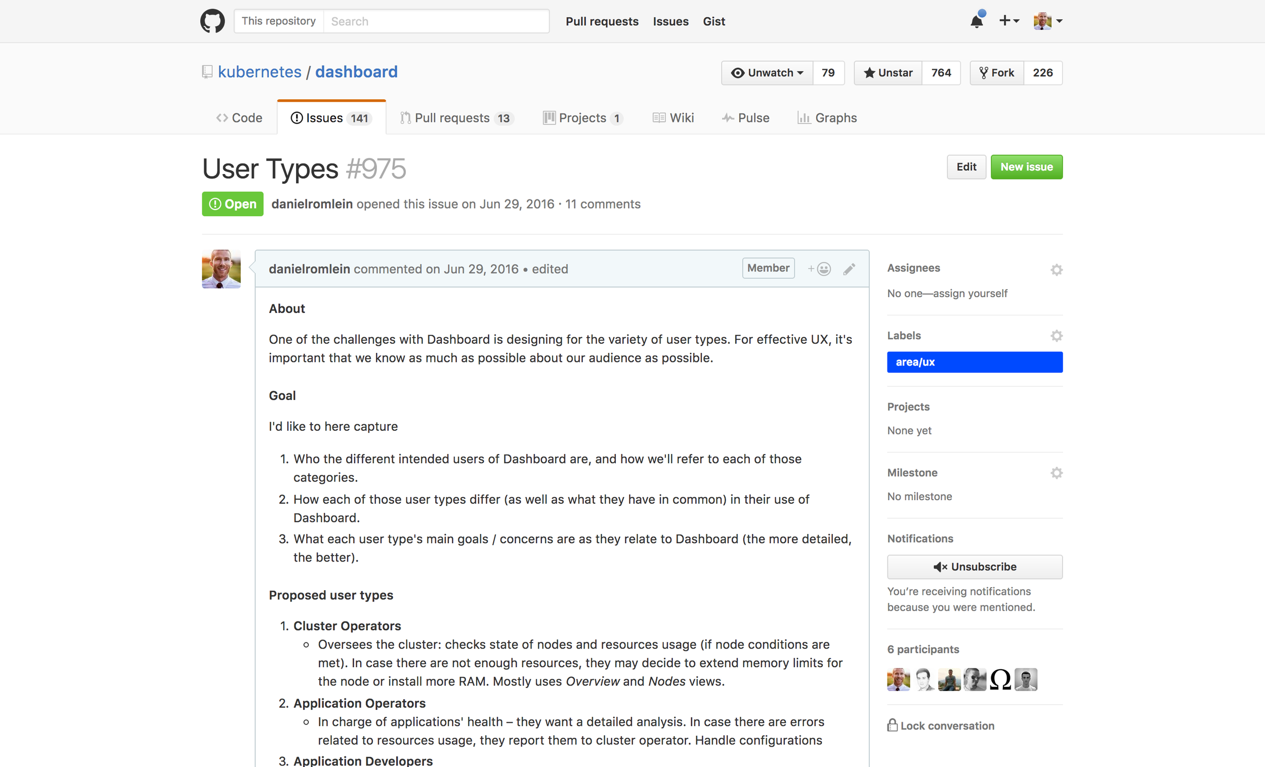 Proposing Kubernetes Dashboard user types