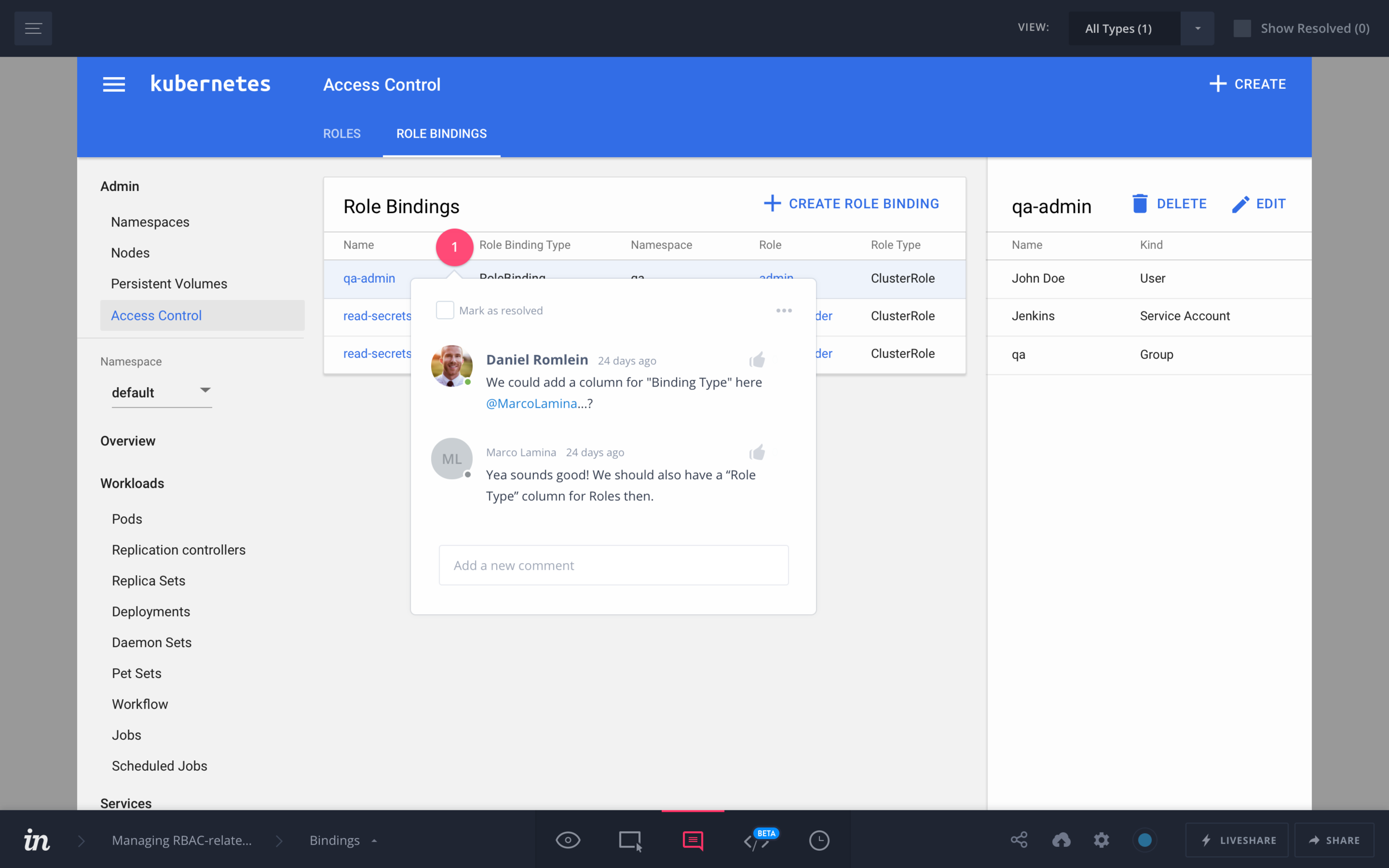 Collaboration on InVision prototype