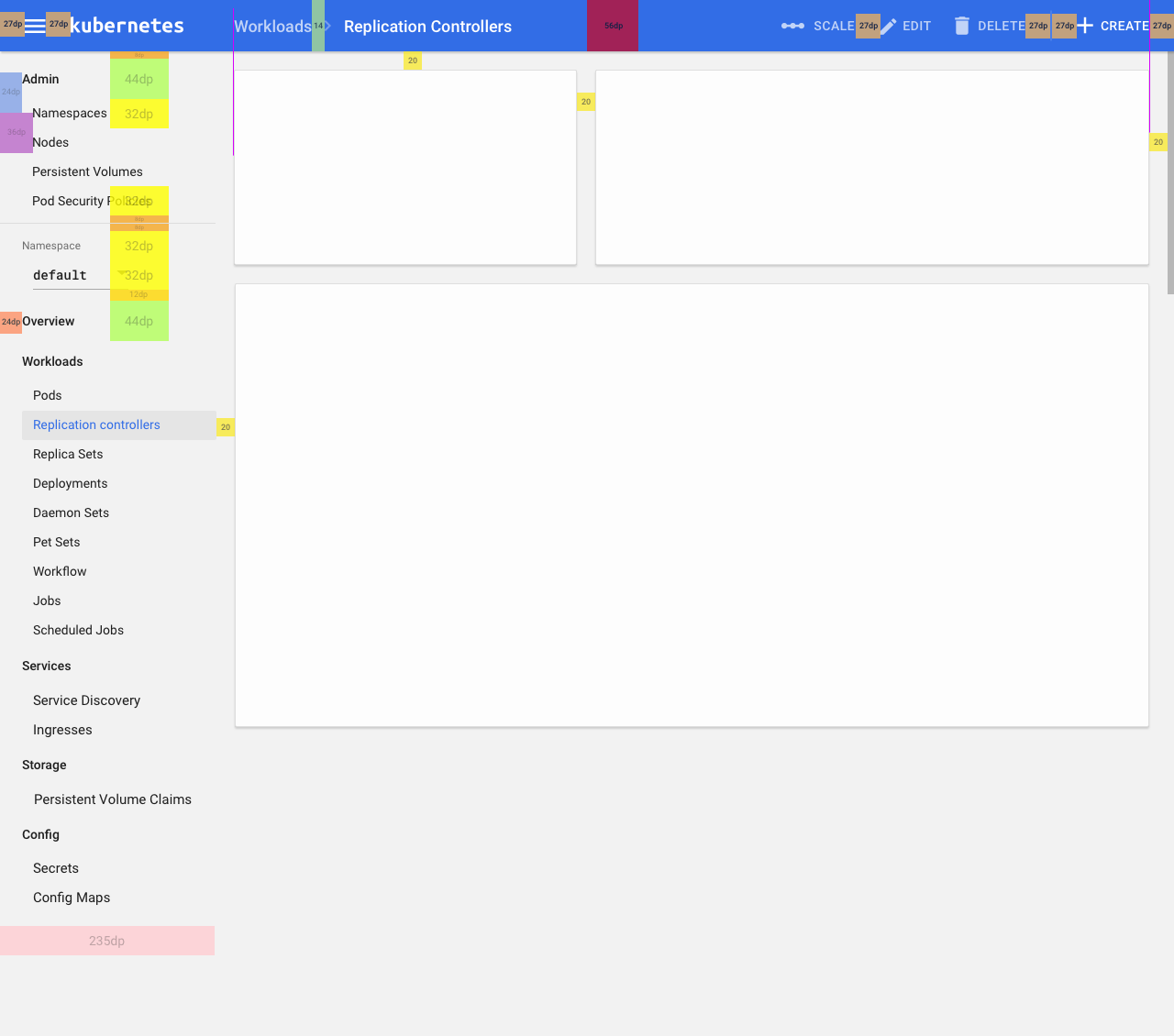 Sketch mockup prepped with measurements. This, accompanied by documentation, gets handed off to developers to then implement and bring to life