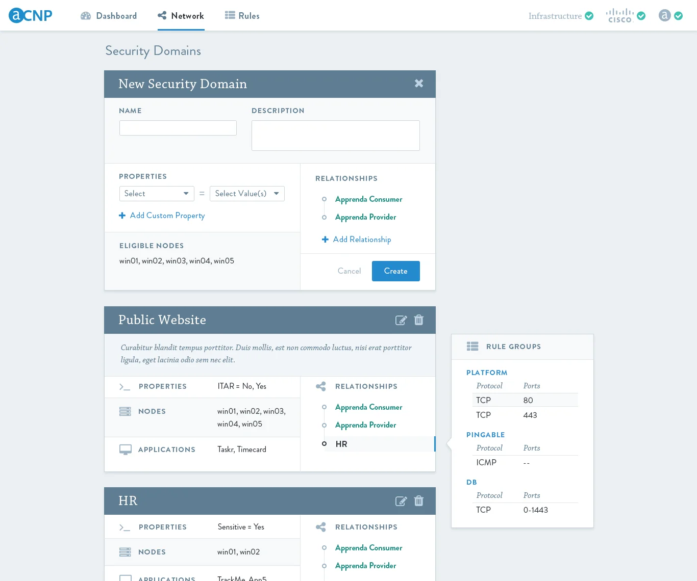 "New Security Domain" view