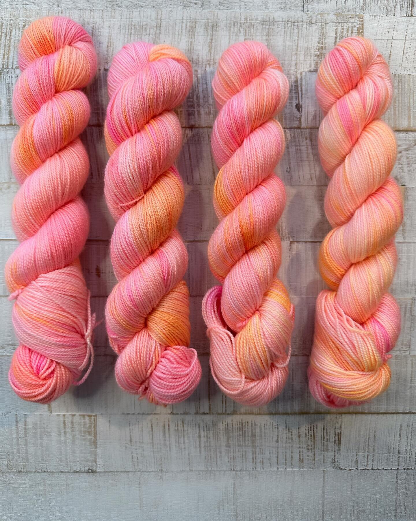 As I finish up the last orders of the year in the color &ldquo;Neon Candy&rdquo;, I realized I never properly introduced this beauty. You can see neon shades of pinks, oranges and yellows - like a water color painting.
Every time I dye this color on 