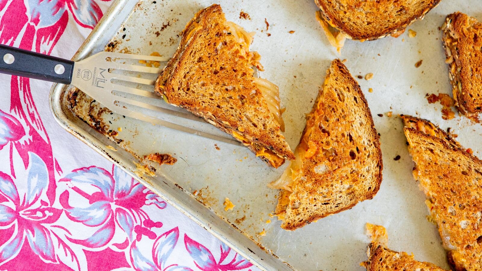Sheet Pan Kimchi Grilled Cheese (AJC) Recipe & Food Styling