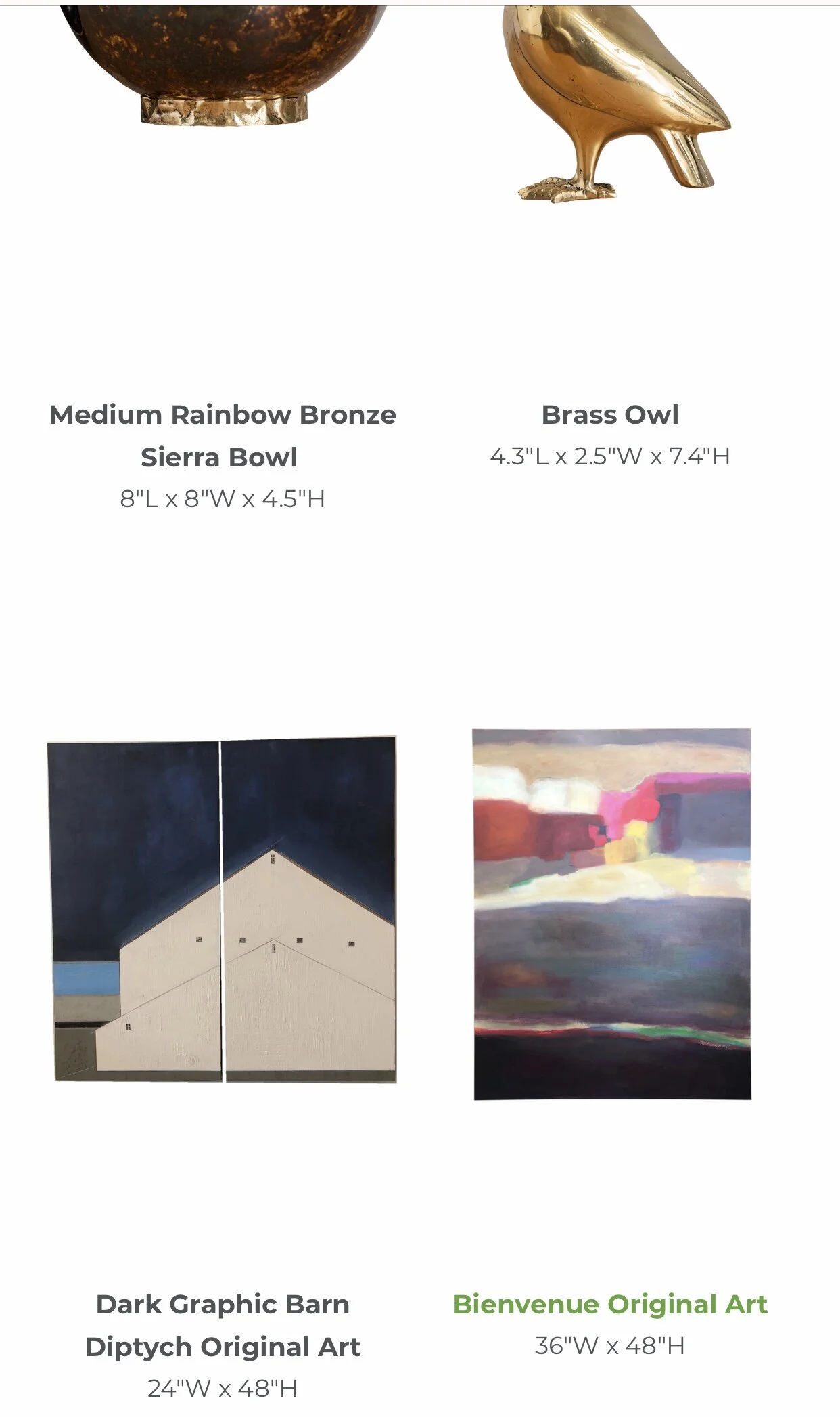 Bottom two paintings feature in Mecox, Napa