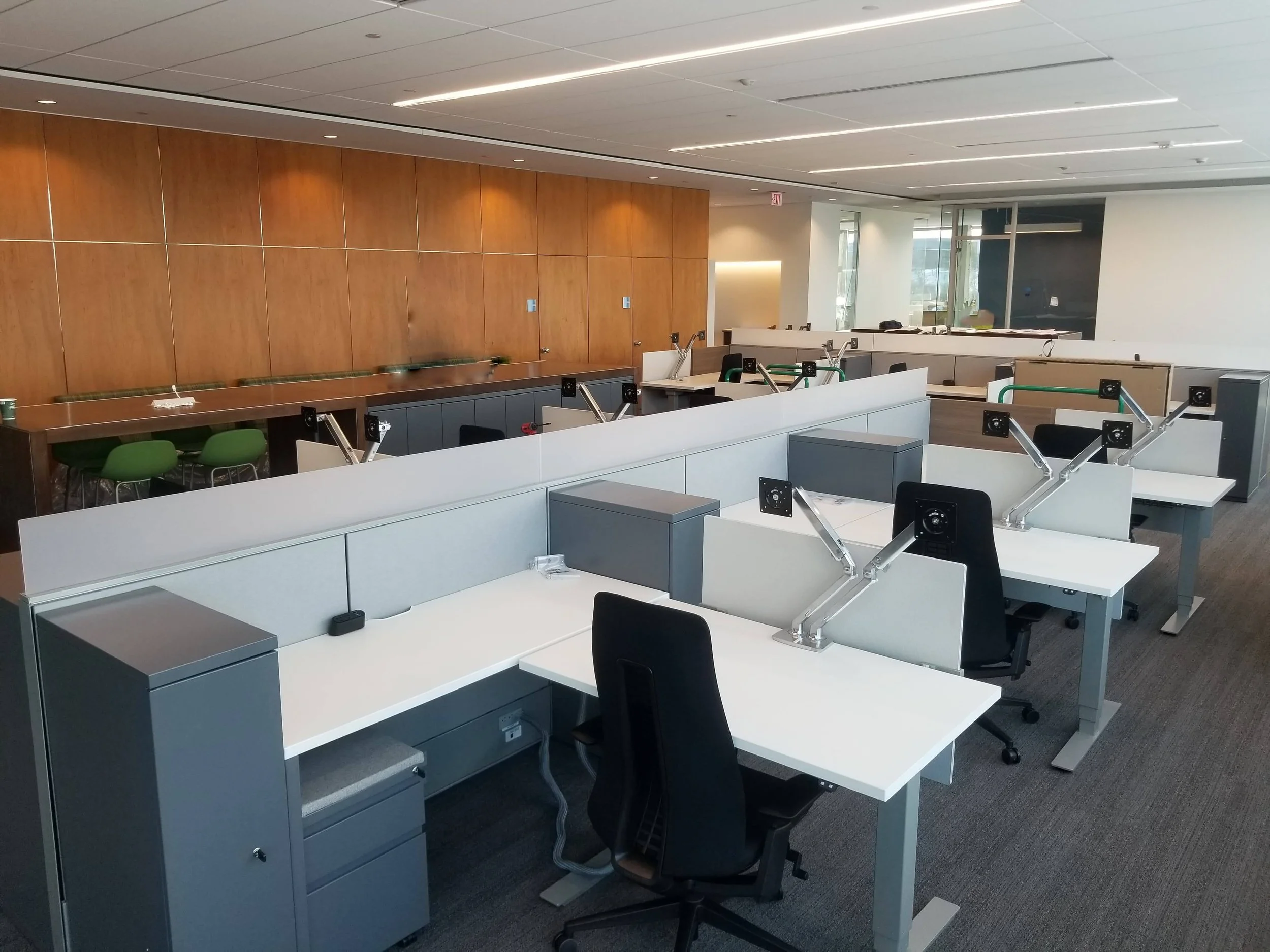 Sit stand desks with monitor arms installed at Cigna in CT