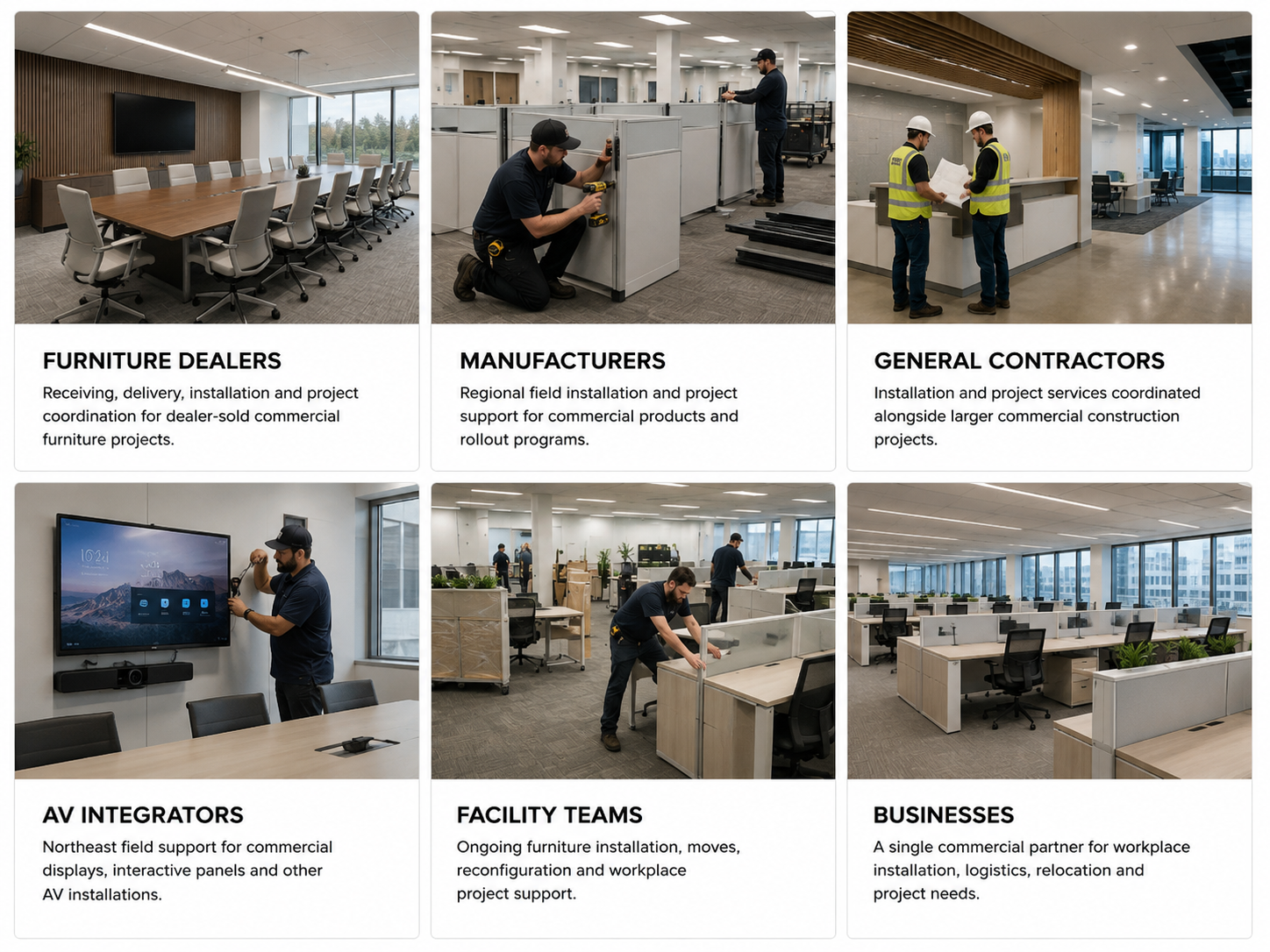 who premier works with in the northeast - furniture dealers, manufacturers, general contractors, av integrators, facility teams, and businesses