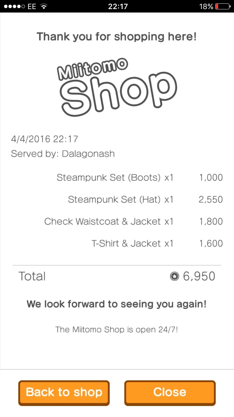In game earned coins can be used to purchase outfits for your Mii