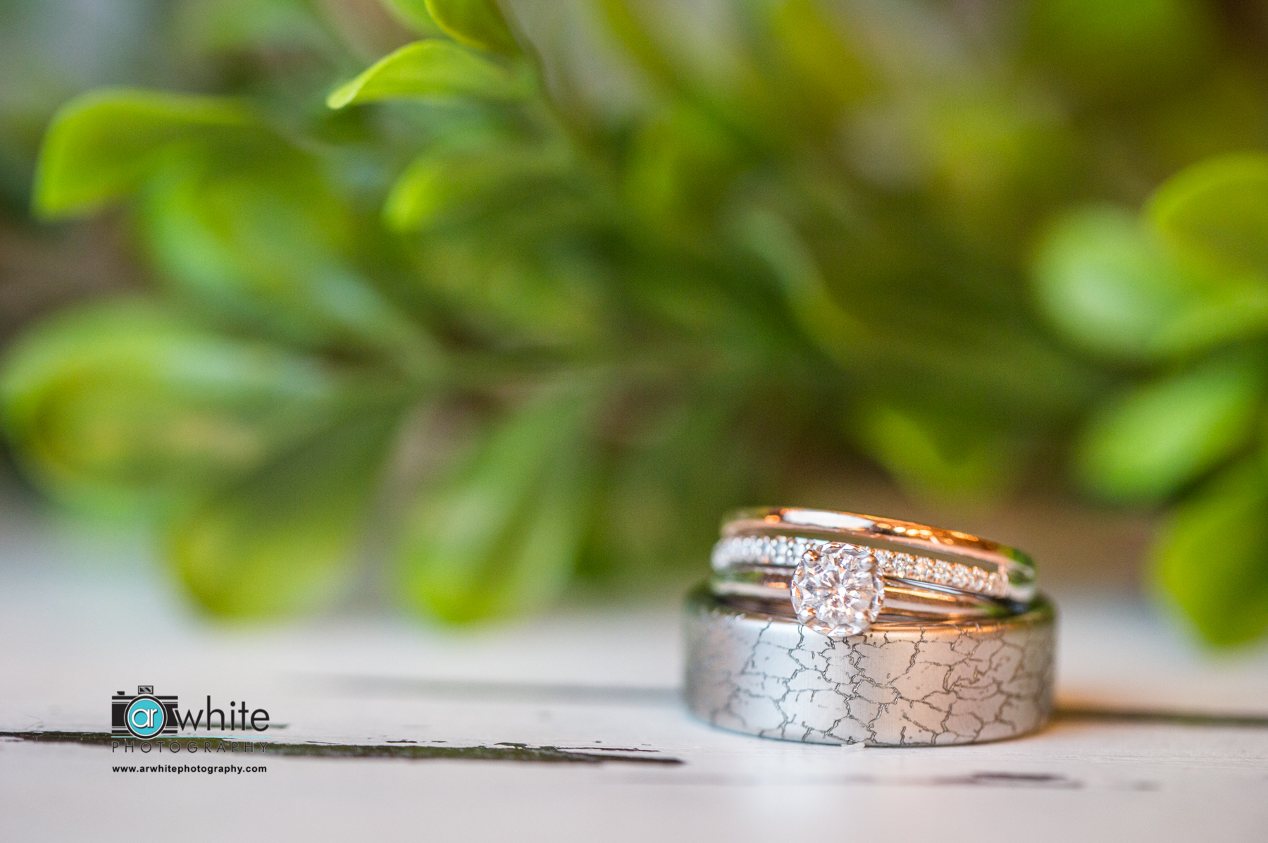 Wedding ring photograph farmhouse style.