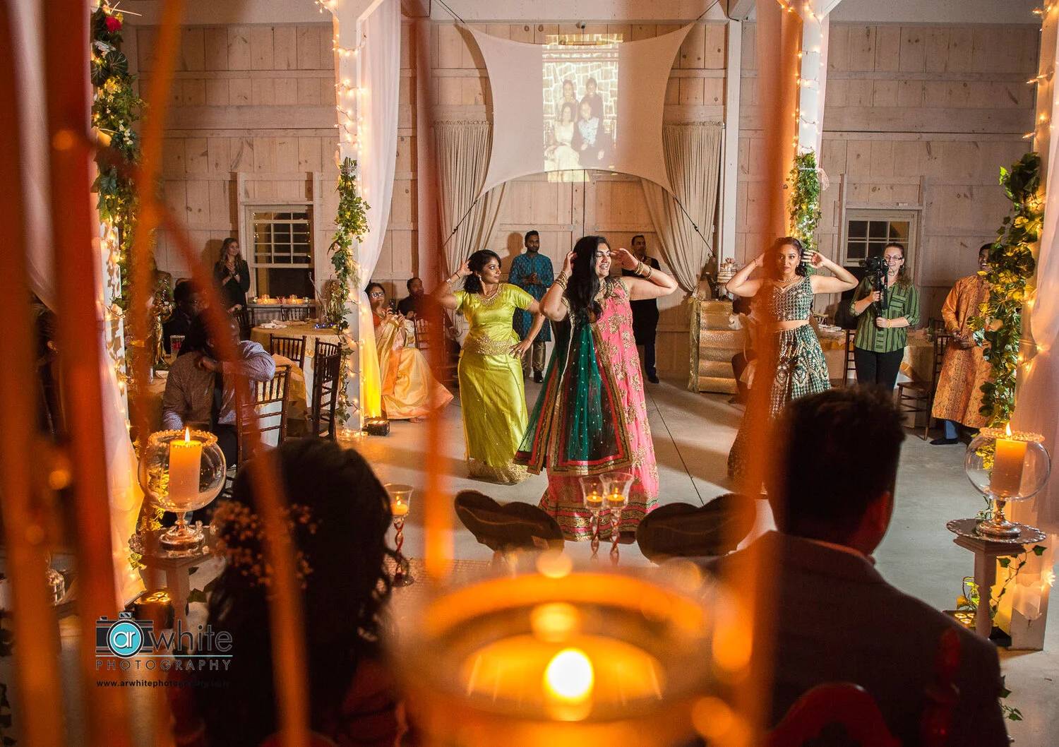 Traditional Indian performance at Kylan Barn wedding.