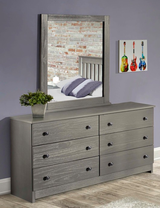 Graybunk Bed6 Drawer Solid Wood Dresser, Solid Dark Wood Dresser With Mirror