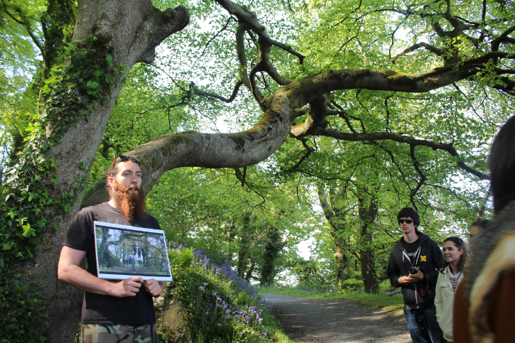 This is the same tree where the "Stark" children were "hung." Brienne happens across it with Jaime as her prisoner-in-tow. That's Eric and some other fellow GoT nerds. 