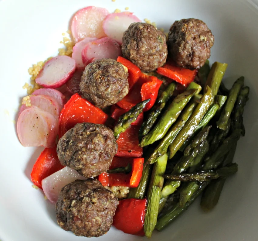 Mini Lamb Meatballs with Quinoa & Roasted Veggies Weeknight Recipes