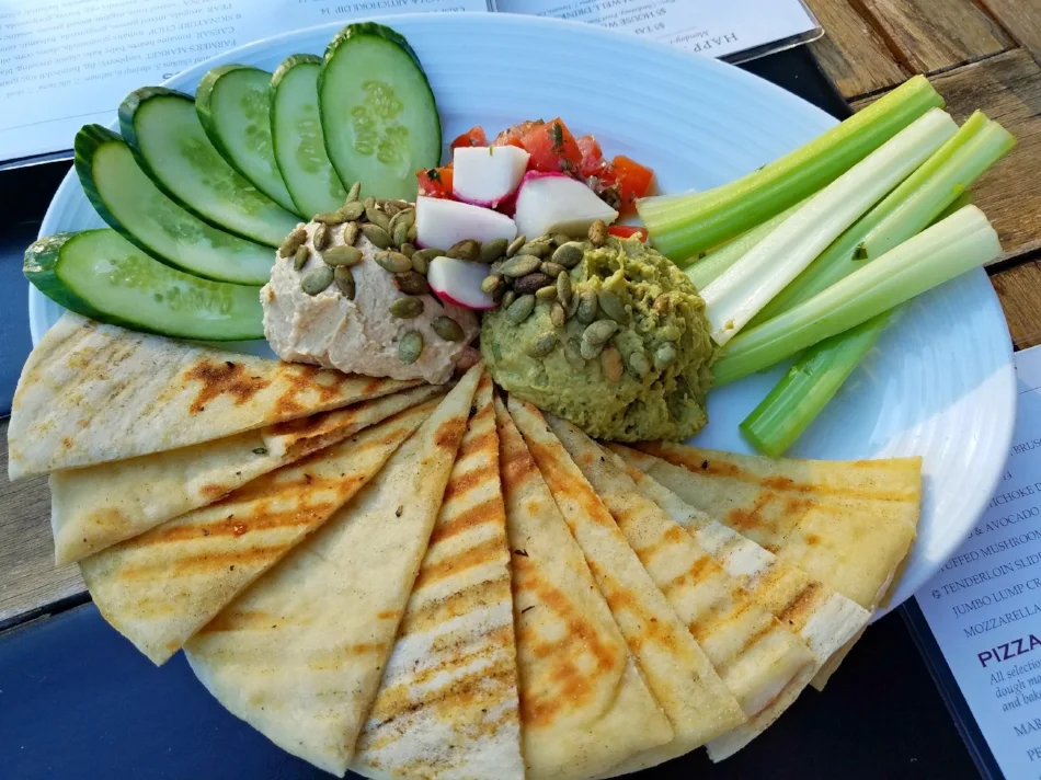 The Hummus & Avocado Platter at Pinstripes
