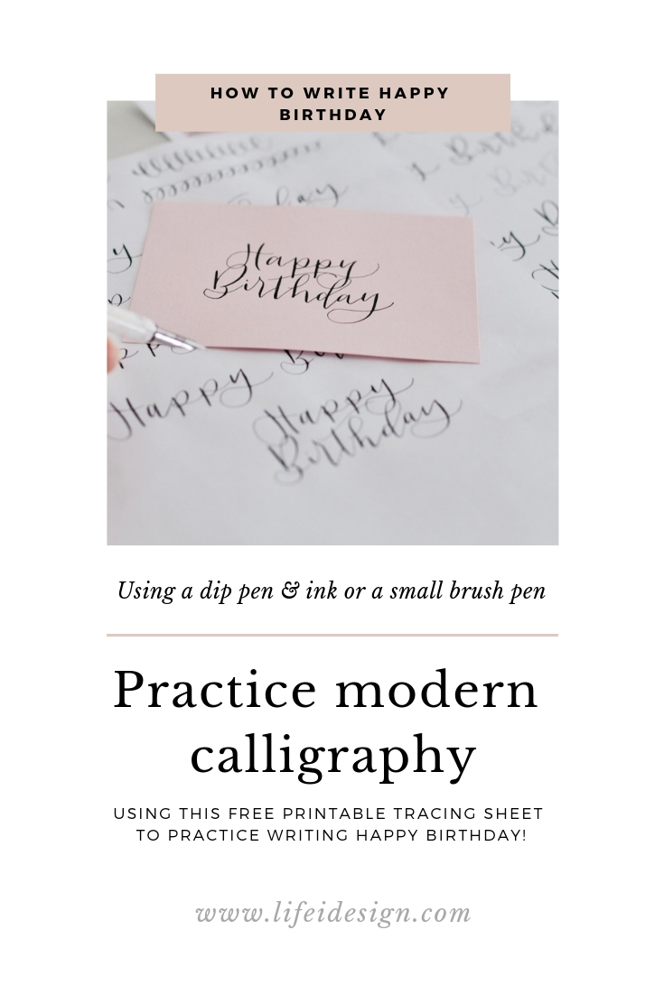 How to write happy birthday in modern calligraphy tracing sheets