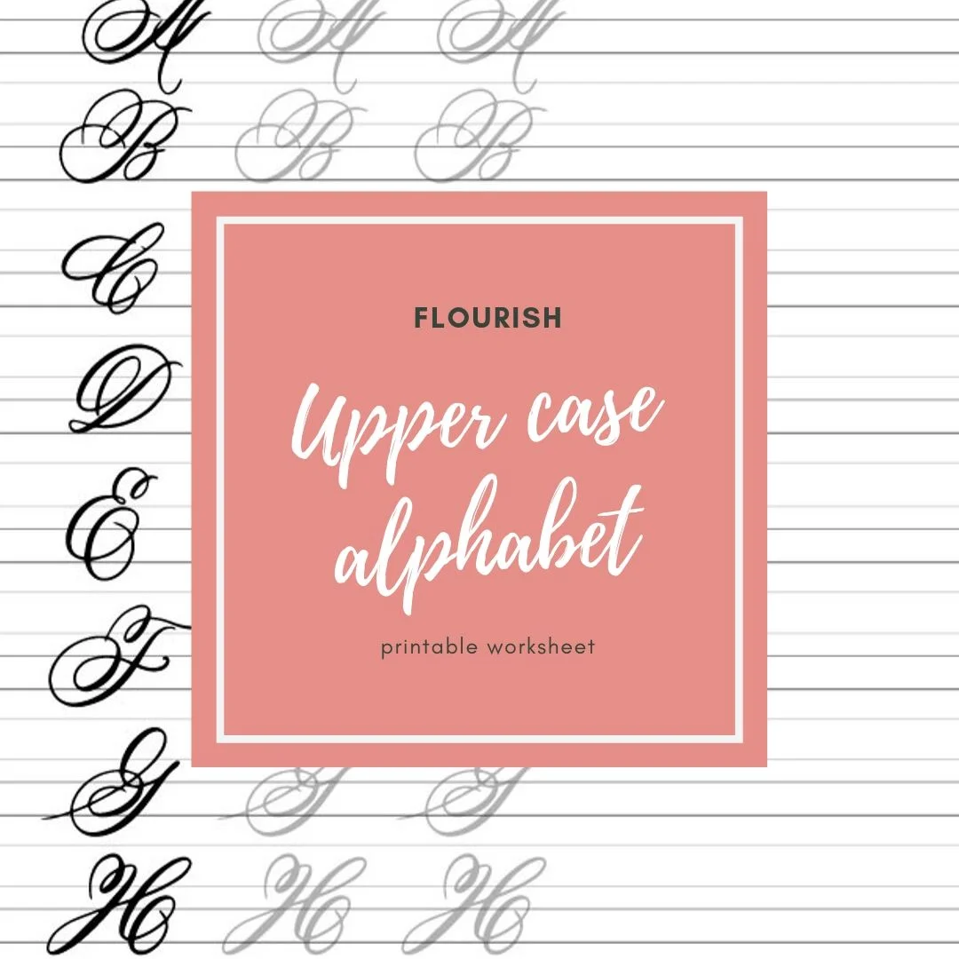 Upper Case Flourish Calligraphy Worksheets