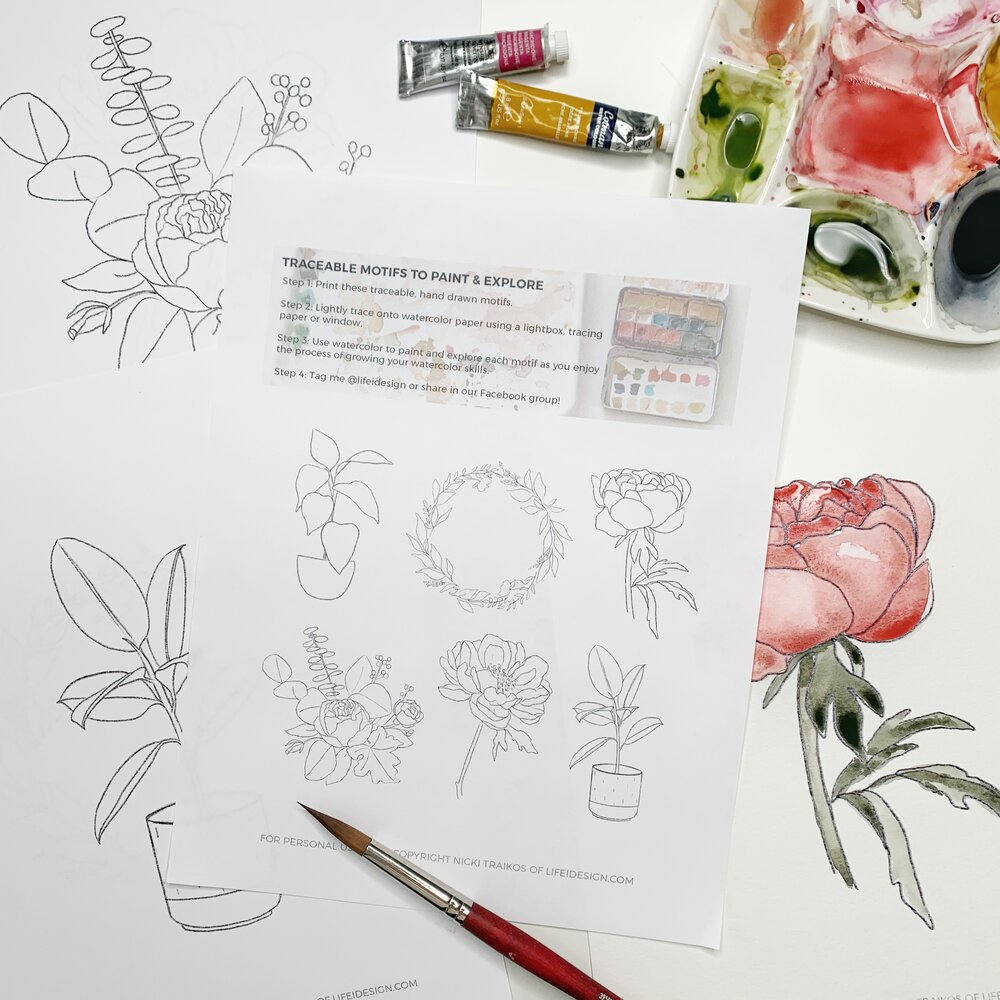 Printable Watercolor Tracing Sheets! — Nicki Traikos | Life I Design |