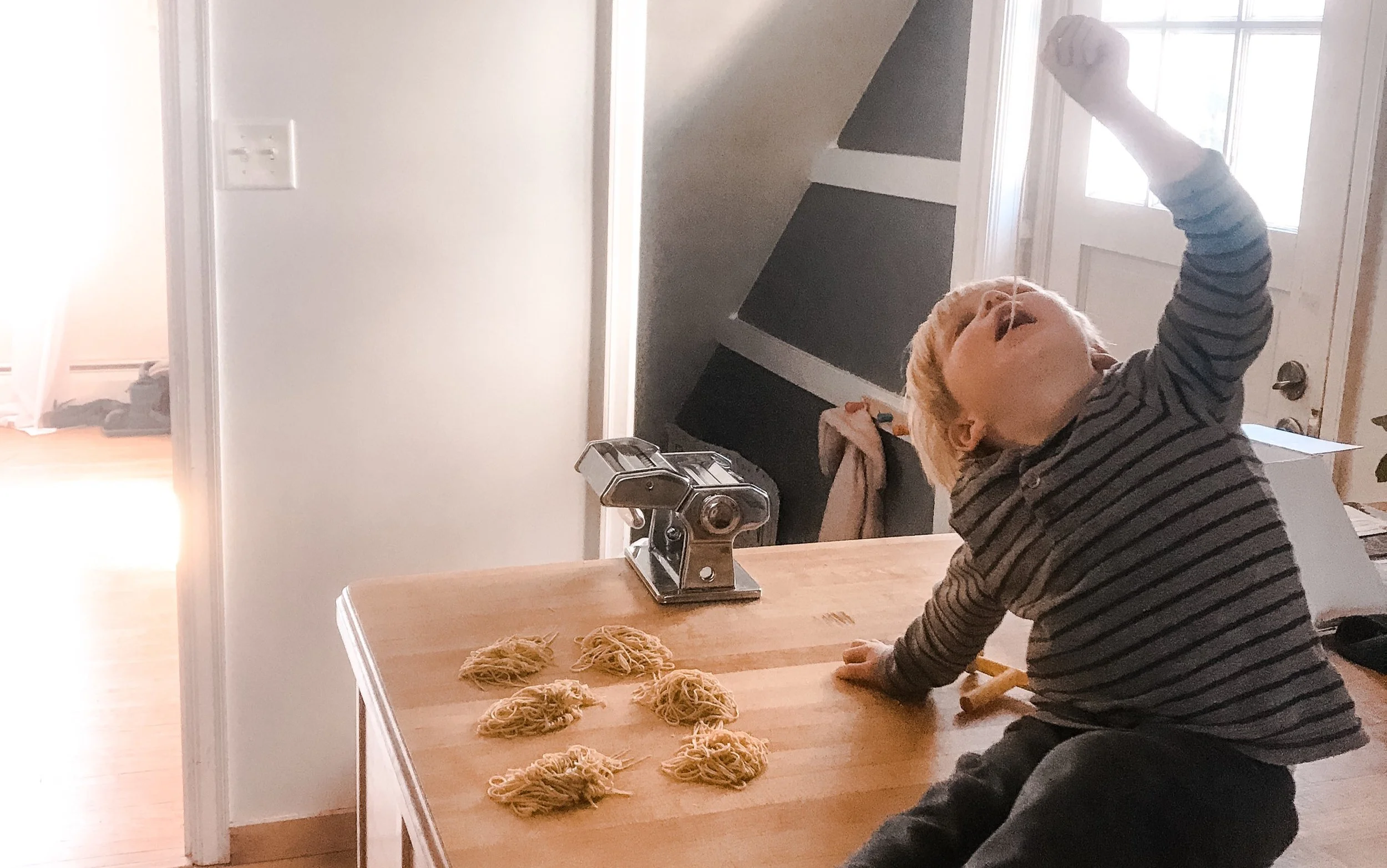 Reluctantly Inviting Kids in the Kitchen // (Technically Vegan) Kale Pesto